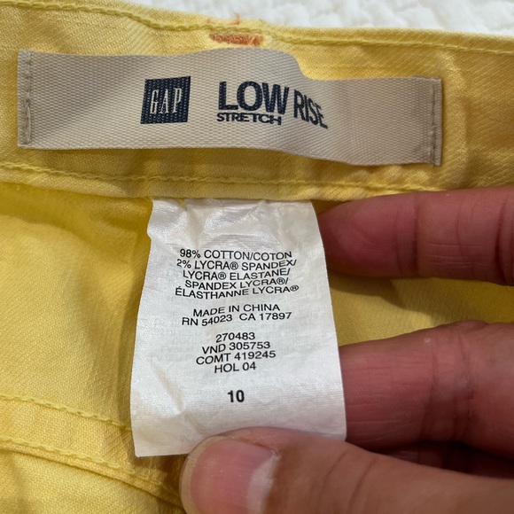 GAP Vintage Y2K Yellow Low Rise Cotton Blend Flared Jeans w/ Flap Pockets Sz. 10 - Picture 8 of 9